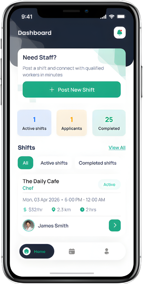 ShiftSnap venue dashboard on iPhone